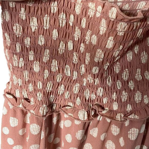 Candie's Smocked Sleeveless Polka Dot Halter Tie Jumpsuit Large Pink White New - Picture 9 of 12